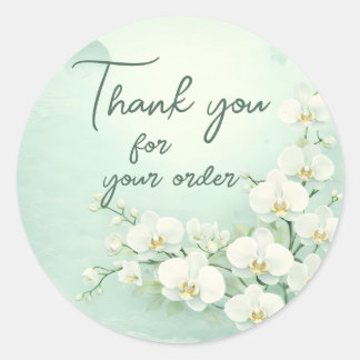 Witte orchidee Dank u voor uw bestelling Ronde Sticker
