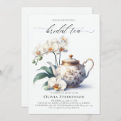 Witte Orchidee Elegant Set Script Bruids Thee Douc Kaart (Voorkant / Achterkant)