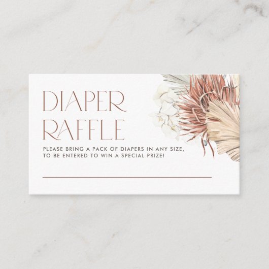 Witte orchidee en palmbladeren Boho Luier Raffle Informatiekaartje (Voorkant)