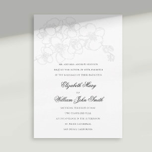 Witte orchidee faux reliëf formele elegante bruilo kaart