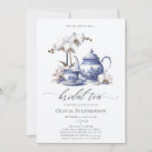 Witte Orchidee Hampton Toile Chic Bridal Tea Showe Kaart (Voorkant)