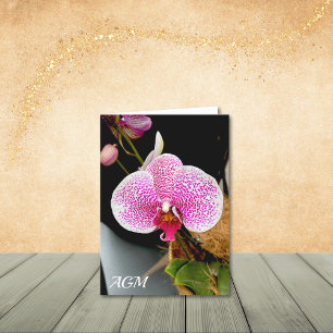 Witte orchidee met roze spikkels, notitiekaarten