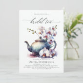 Witte Orchidee Moderne Klassieke Bruidstheesalon Kaart (Staand voorkant)