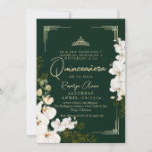 Witte Orchidee Smaragdgroene Prinses Quinceañera Kaart (Voorkant)