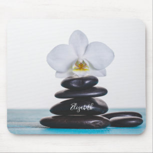 Witte Orchidee,Therapeutische Zen Stenen Muismat