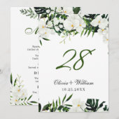 Witte orchideeën Bohemian Wedingnummer Kaart (Voorkant / Achterkant)