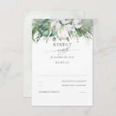 Witte Orchideeën en Koning Protea Bruiloft RSVP (Voorkant / Achterkant)