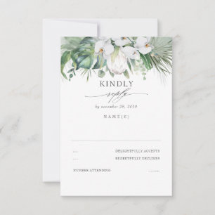 Witte Orchideeën en Koning Protea Bruiloft RSVP