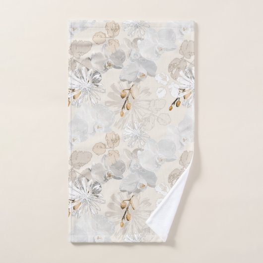 Witte orchideeën op een lichte crème   bad handdoek (Handdoek)