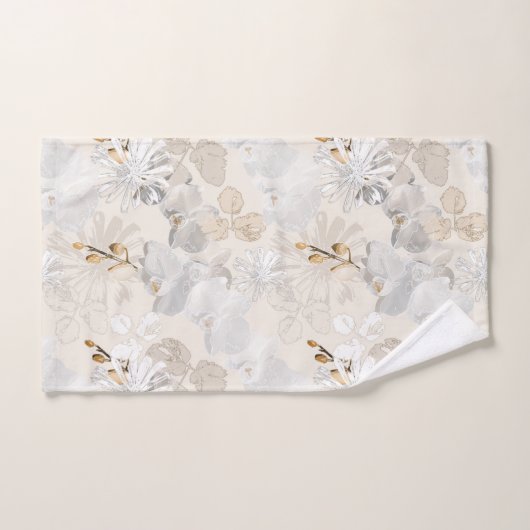 Witte orchideeën op een lichte crème   bad handdoek (Handdoek)