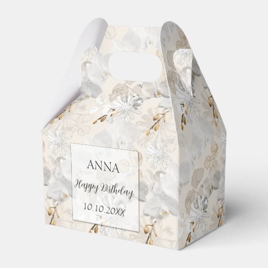 Witte orchideeën op een lichte crème bedankdoosjes (Voorkant Zijde)