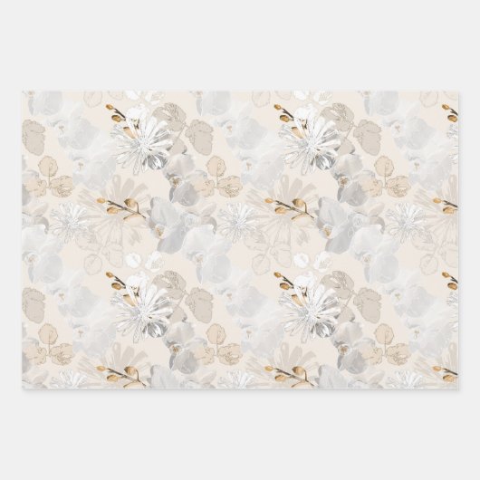 Witte orchideeën op een lichte crème inpakpapier vel (Voorkant)