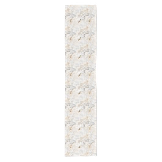 Witte orchideeën op een lichte crème korte tafelloper (Voorkant)