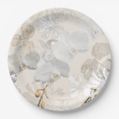 Witte orchideeën op een lichte crème papieren bordje (Voorkant)