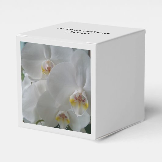Witte Orchideeën op persoonlijke fornuizen Bedankdoosjes (Voorkant Zijde)