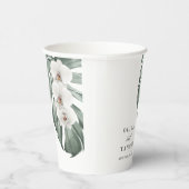 Witte orchideeën op Tropische bruiloft in Monstera Papieren Bekers (Rechts)
