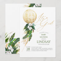 Witte orchideeën palmbladeren gouden ballon Baby s