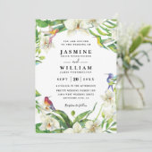 Witte Orchideeën Rustieke Elegante Chic QR Code Hu Kaart (Staand voorkant)