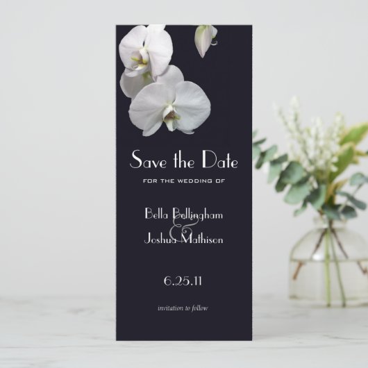 Witte Orchideeën Save the Date Aankondiging (Staand voorkant)