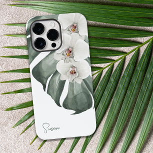 Witte Orchideeën Tropische Bloemen met Jouw naam Case-Mate iPhone 14 Pro Max Hoesje