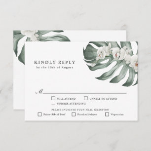 Witte Orchideeën Tropische Bruiloft RSVP met Entre