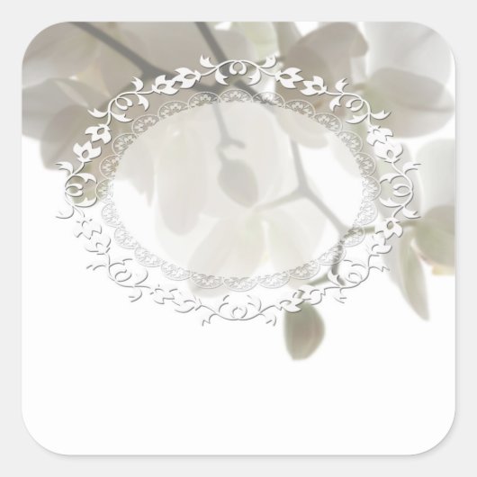 Witte orchideeën vierkante sticker (Voorkant)