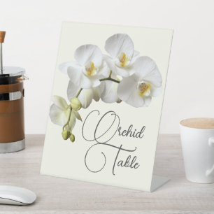 Witte orchideeën Weddenschappen Naam of Aantal Reclamebord Met Voetstuk
