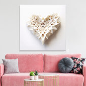 Witte origami hart canvas afdruk (Insitu (Woonkamer))