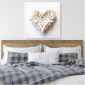 Witte origami hart canvas afdruk (Insitu (Slaapkamer))