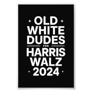 Witte Oude Kerels voor Harris Walz Democratische P Foto Afdruk