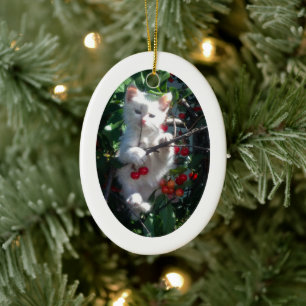 Witte ovale fotolijst keramisch ornament
