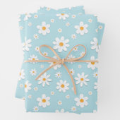 witte ovale oogbloem naadloos patroon inpakpapier vel (In situ)