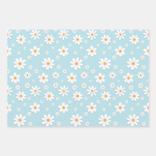 witte ovale oogbloem naadloos patroon inpakpapier vel (Voorkant)