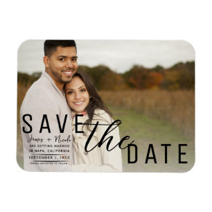 Witte Overlay Foto Save the Date Wedding Magneet