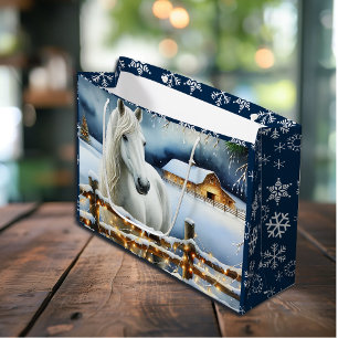 Witte Paard Feestelijke Boerderij Kerst Groot Cadeauzakje