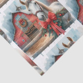 Witte Paard Feestelijke Boerderij Kerst Tissuepapier (Detail)