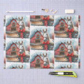 Witte Paard Feestelijke Boerderij Kerst Tissuepapier (Craft)