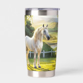 Witte Paard Landschap Geschilderde Paardachtige Geïsoleerde Drinkbeker (Links)