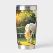 Witte Paard Landschap Geschilderde Paardachtige Geïsoleerde Drinkbeker (Voorkant)