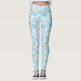 Witte Paardebloem Zaad Koppen All-Over Print Leggings