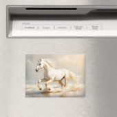 Witte paarden aan de strand magneet (Insitu (Vaatwasser))