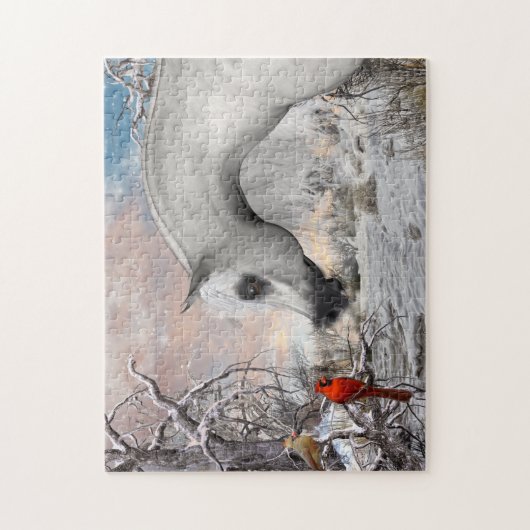 Witte paarden en kardinalen Puzzle Legpuzzel (Verticaal)