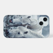 Witte paarden iPhone 15 hoesje (Achterkant horizontaal)
