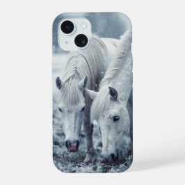 Witte paarden iPhone 15 hoesje