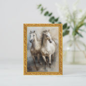 Witte paarden lopen Briefkaart (Staand voorkant)