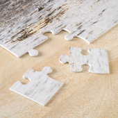 Witte paarden op het strand bij zonsondergang legpuzzel (Zijkant)