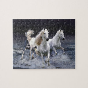 Witte paarden spel puzzel