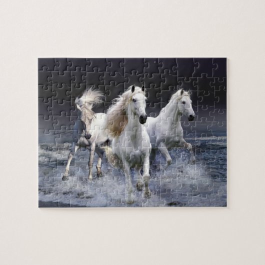 Witte paarden spel puzzel (Horizontaal)
