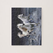 Witte paarden spel puzzel legpuzzel (Verticaal)