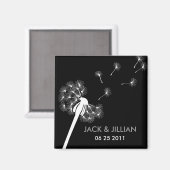 Witte paardenbloem bruiloft gunst magneet (Voorkant / Achterkant)